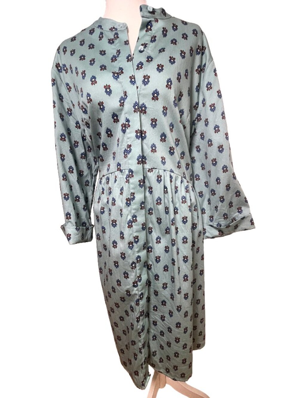 Tuckernuck XXXL Sage Green Floral Midi Shirt Dress Cotton Blend Pockets